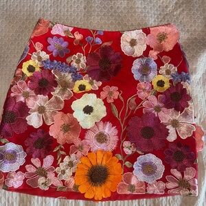 Anthropologie Vibrant Floral Mini Skirt